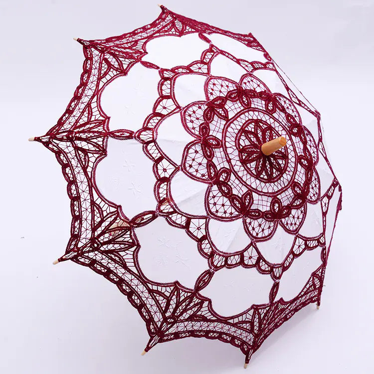 Embroidered Lace Umbrella with Cotton Fabric Decor