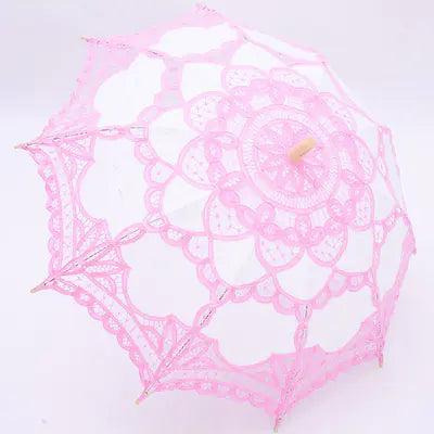 Embroidered Lace Umbrella with Cotton Fabric Decor