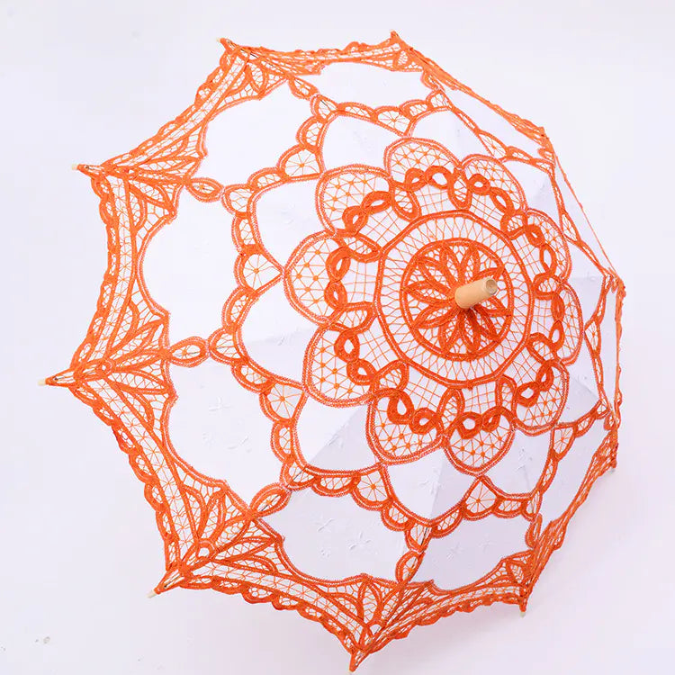 Embroidered Lace Umbrella with Cotton Fabric Decor