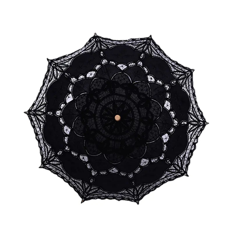 Embroidered Lace Umbrella with Cotton Fabric Decor