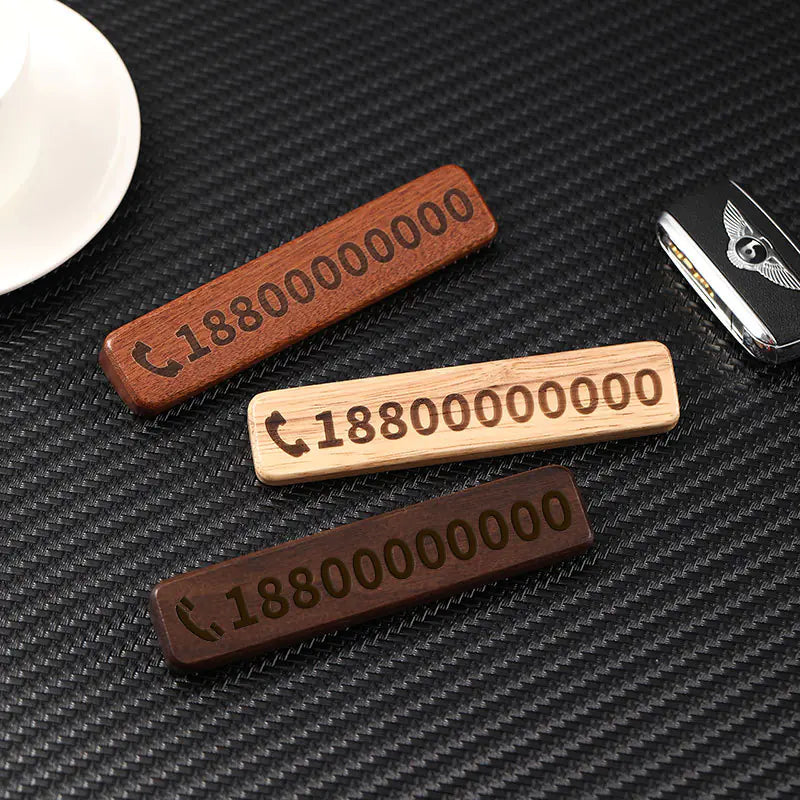 Walnut Car Temporary Parking Sign with Creative Design