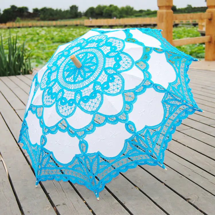 Embroidered Lace Umbrella with Cotton Fabric Decor